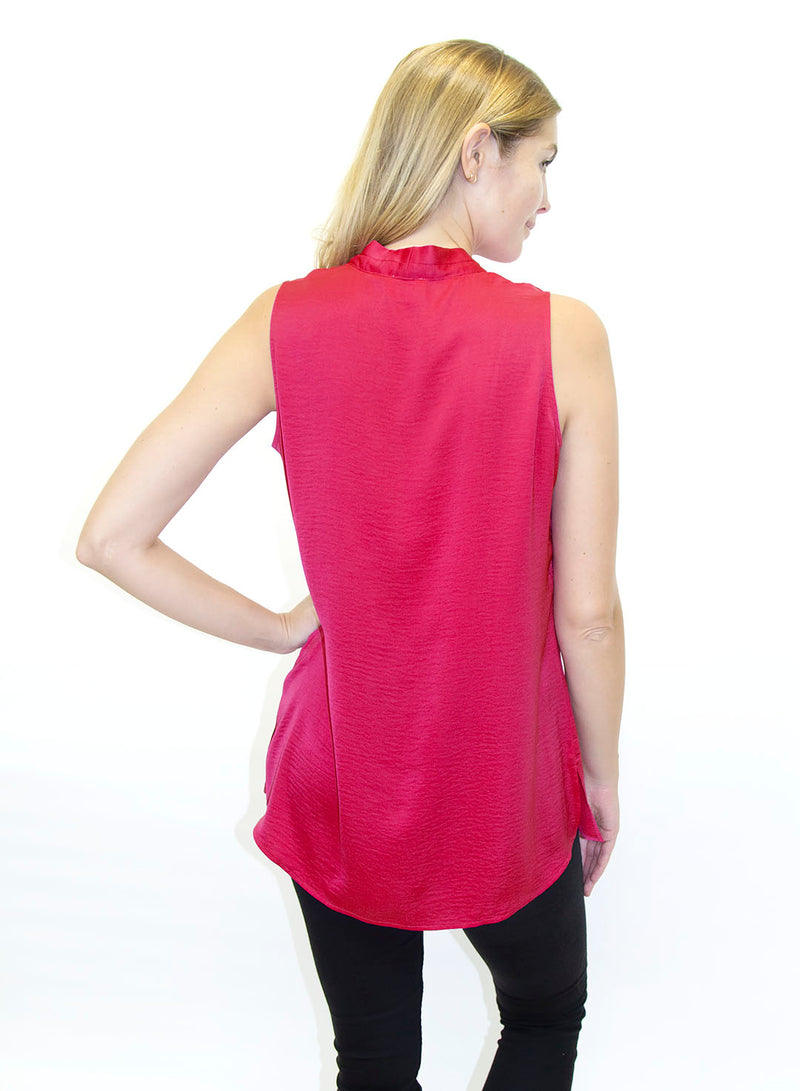 Pleated V-Neck Sleeveless Tunic