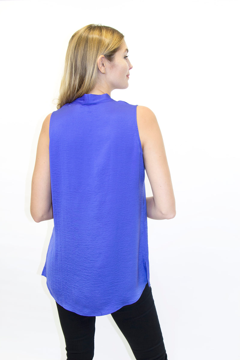 Pleated V-Neck Sleeveless Tunic