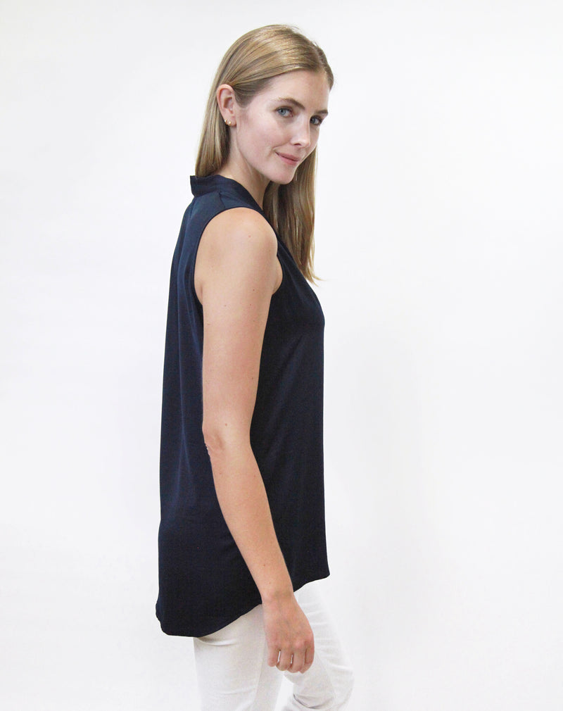 Pleated V-Neck Sleeveless Tunic