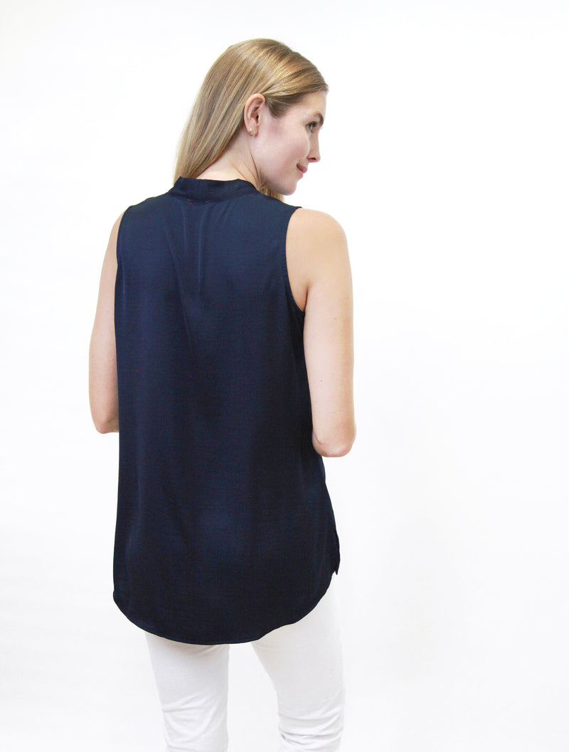 Pleated V-Neck Sleeveless Tunic